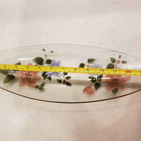 Vintage longer floral plate with gold rim - Picture 7 of 8